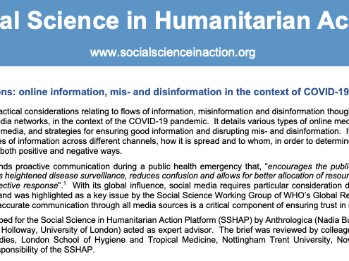 Key considerations: Online Information, Mis- and Disinformation in the Context of COVID-19