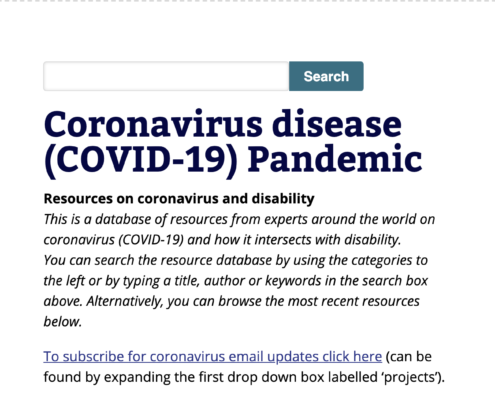 Coronavirus Disease (COVID-19) Pandemic Resources on Coronavirus and Disability