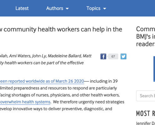 Prevent, Detect, Respond: How Community Health Workers can Help in the Fight against COVID-19