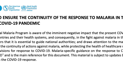 Measures to Ensure the Continuity of the Response to Malaria in the Americas during the COVID-19 Pandemic