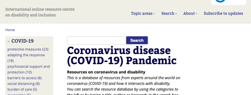 COVID-19 Pandemic Resources for Disability and Inclusion
