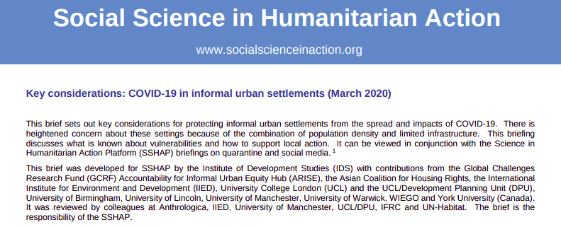 Social Science in Humanitarian Action