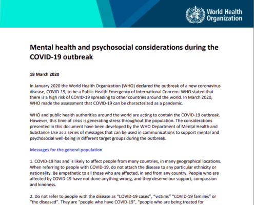 Mental health and psychosocial considerations during the COVID-19 outbreak