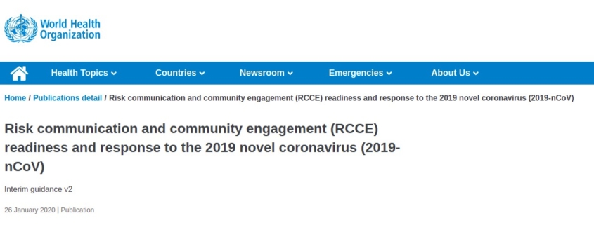 Risk communication and community engagement (RCCE) readiness and response to the 2019 novel coronavirus (‎‎2019-nCoV)‎‎