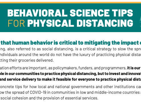 Behavioral Sciences Tips for Physical Distancing