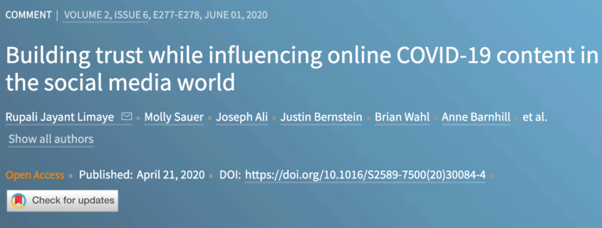 Building trust while influencing online COVID-19 content in the social media world