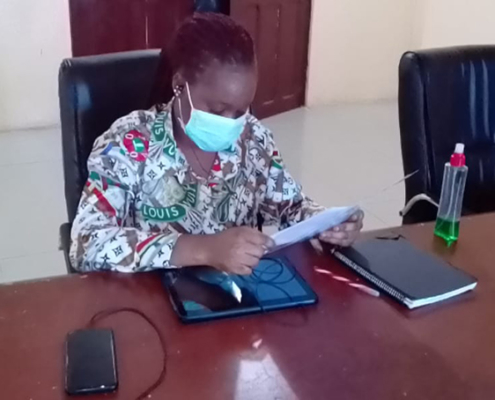 Antoinette Kromah, a healthcare worker from CliniLab. Private clinics and laboratories, such as CliniLab, are expected to play a critical role in the COVID-19 response in Liberia.