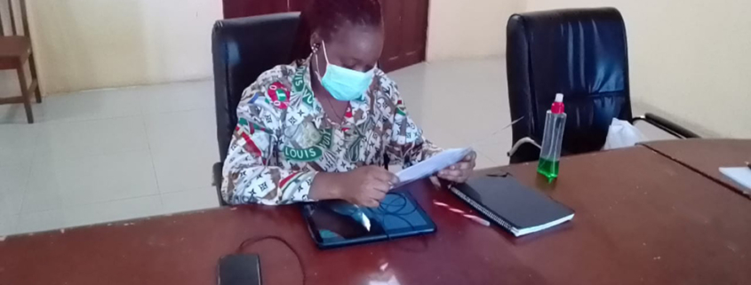 Antoinette Kromah, a healthcare worker from CliniLab. Private clinics and laboratories, such as CliniLab, are expected to play a critical role in the COVID-19 response in Liberia.