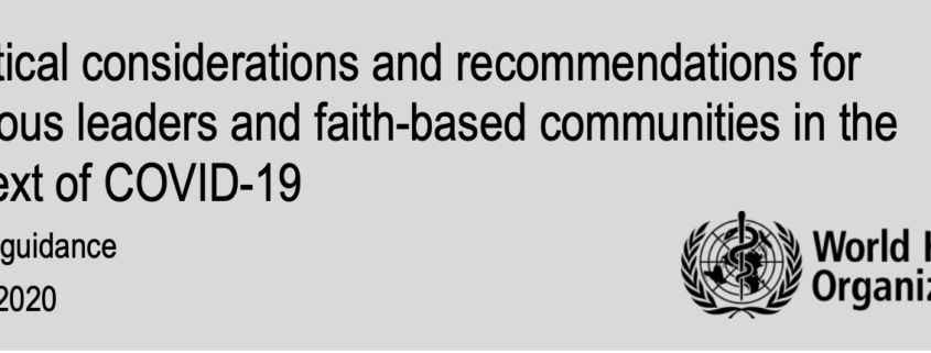 Practical Considerations and Recommendations for Religious Leaders and Faith-based Communities in the Context of COVID-19
