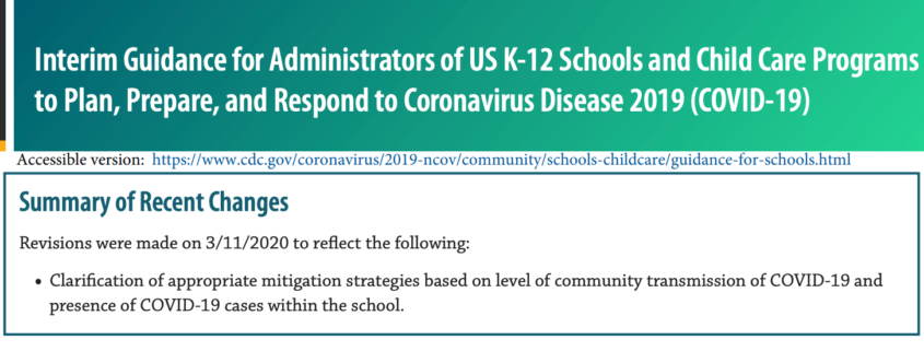 Interim Guidance for Administrators of US K-12 Schools and Child Care Programs to Plan, Prepare, and Respond to Coronavirus Disease 2019 (COVID-19)