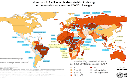 More Than 117 Million Children at Risk of Missing Out on Measles Vaccines, as COVID-19 Surges