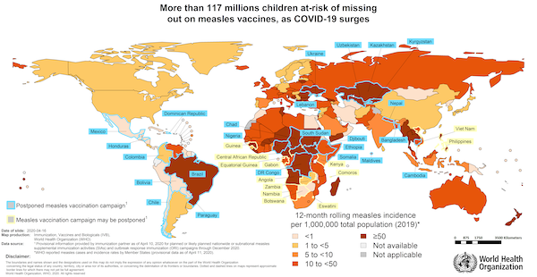 More Than 117 Million Children at Risk of Missing Out on Measles Vaccines, as COVID-19 Surges