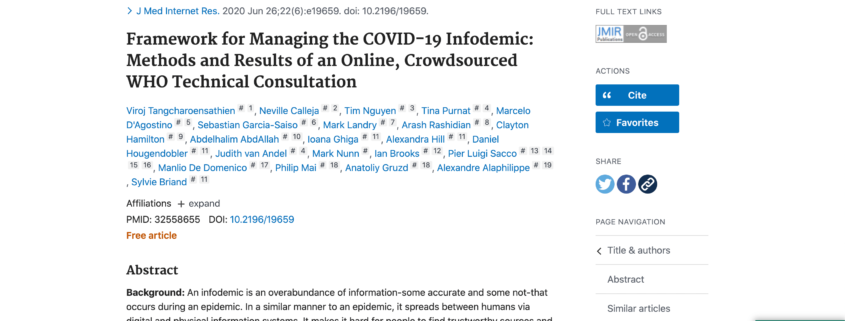 Framework for Managing the COVID-19 Infodemic: Methods and Results of an Online, Crowdsourced WHO Technical Consultation
