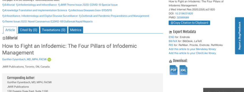 How to Fight an Infodemic: The Four Pillars of Infodemic Management