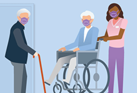 A graphic of a long-term care facility. Credit: CDC