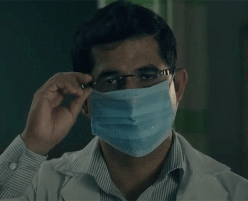 a doctor wearing a mask
