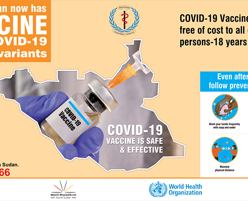 COVID-19 Variants and Vaccine poster in South Sudan