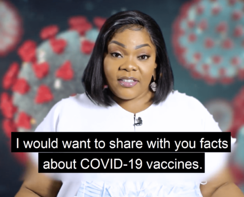 Video of singer from Ghana Celestine Donkor explaining the importance of receiving the COVID-19 vaccine.
