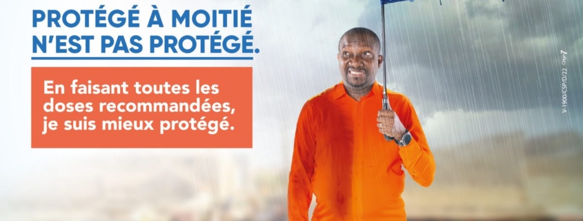 COVID-19 vaccine promotional poster in Côte d'Ivoire