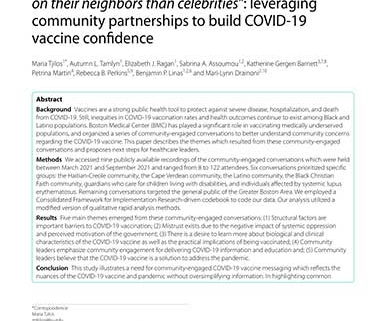 Leveraging Community Partnerships to Build COVID-19 Vaccine Confidence